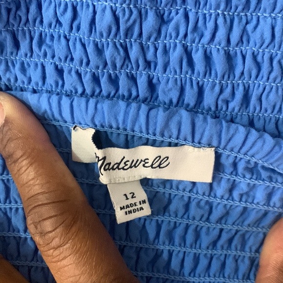 Madewell NEW Wendy Ornamental Blue 12 Pleated Cotton Poplin Crop Top Cotton - Picture 3 of 11